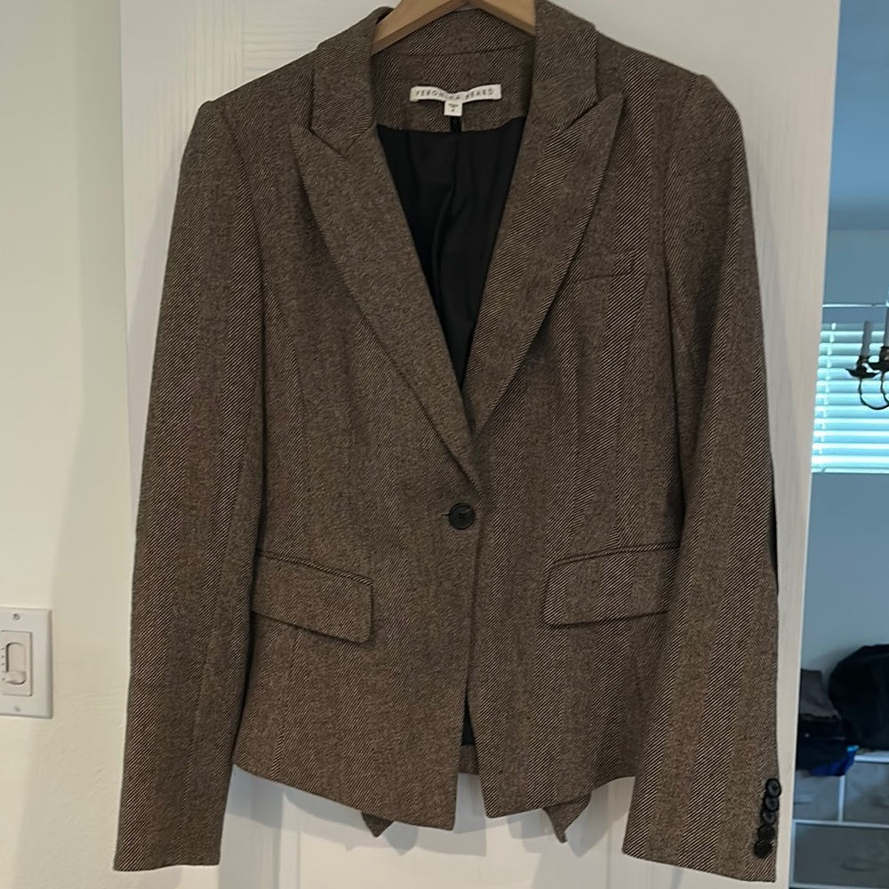 Veronica Beard Brown Tailored Blazer with Notched Lapels